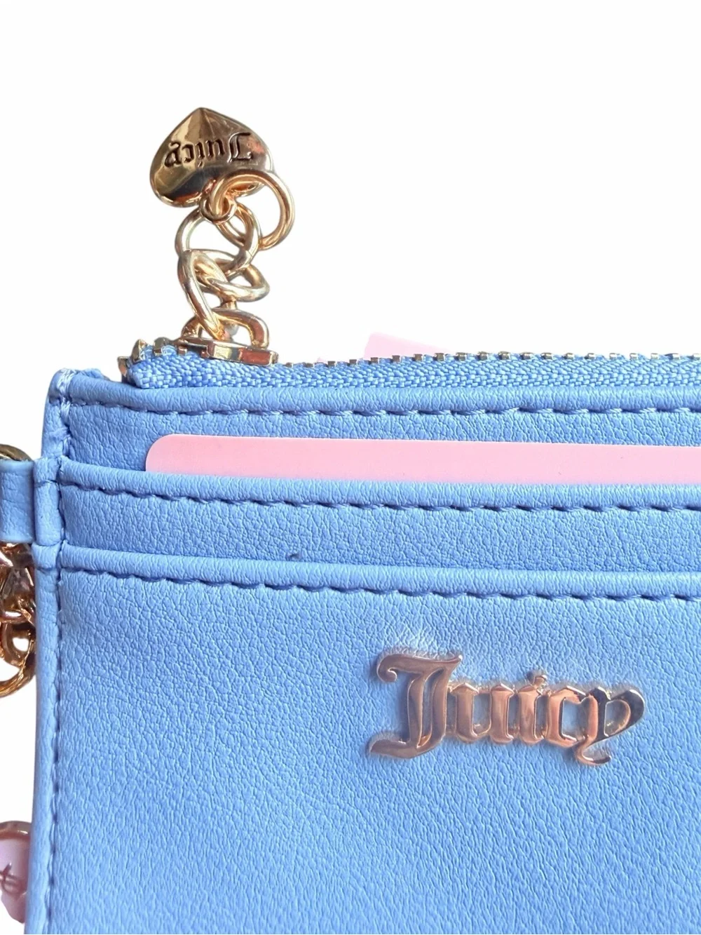 Juicy Couture Baby Blue Charm Card Case Wallet NWT Box